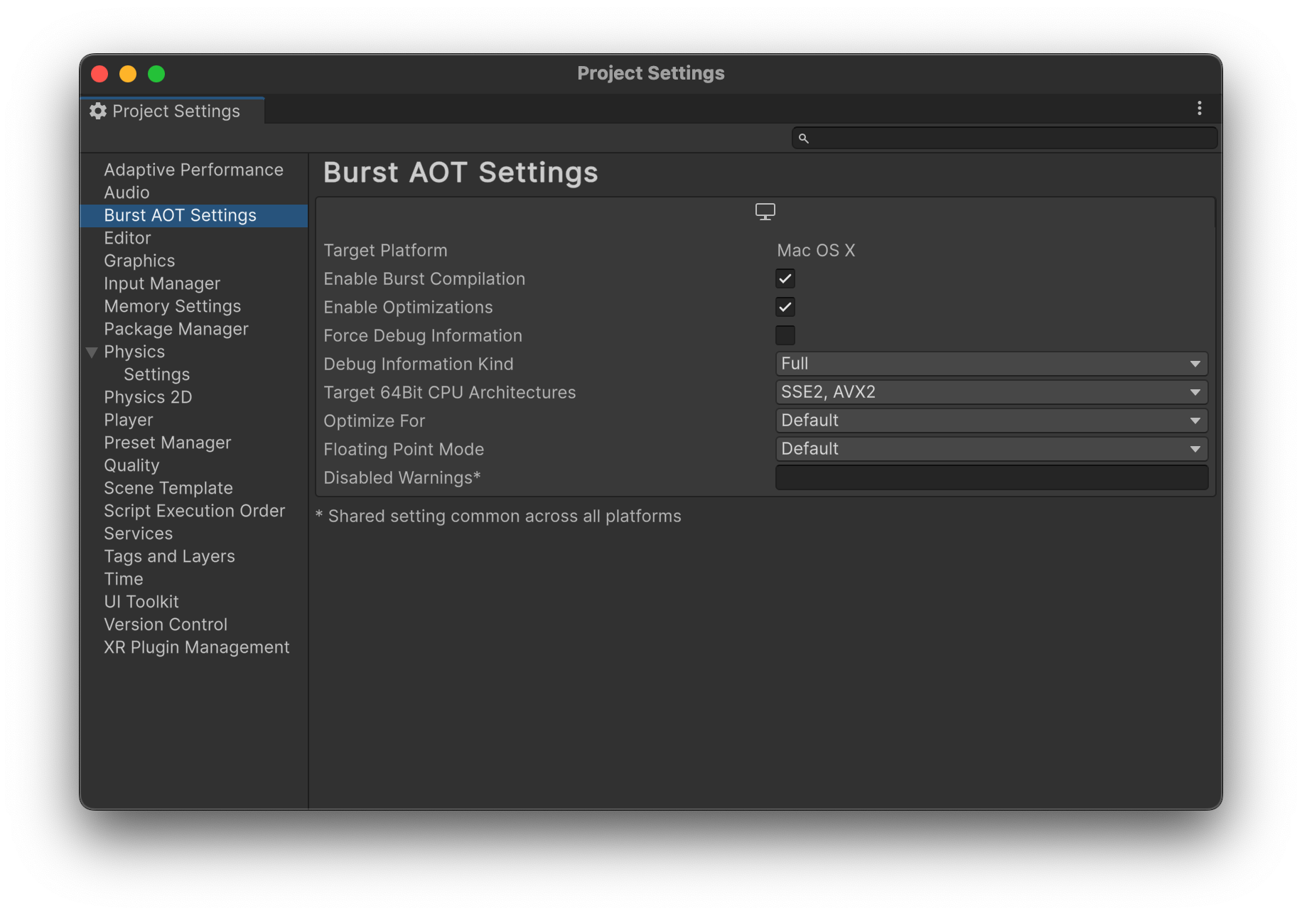 Burst AOT Settings