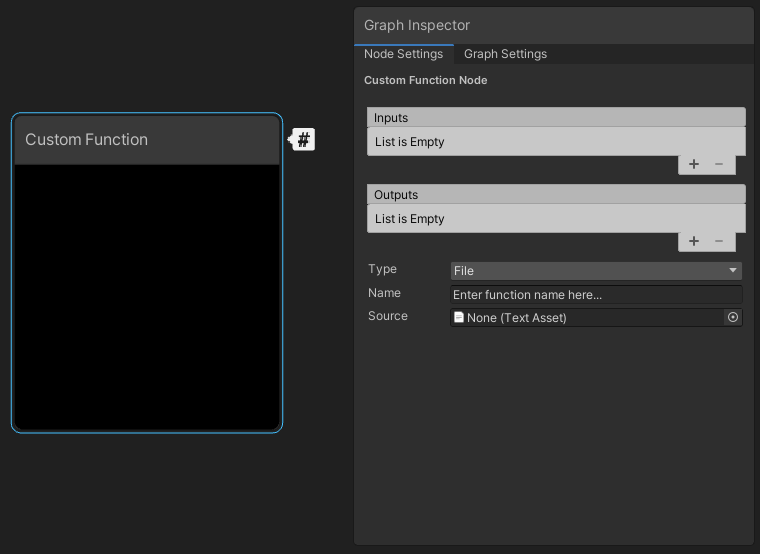 The Custom Function node properties