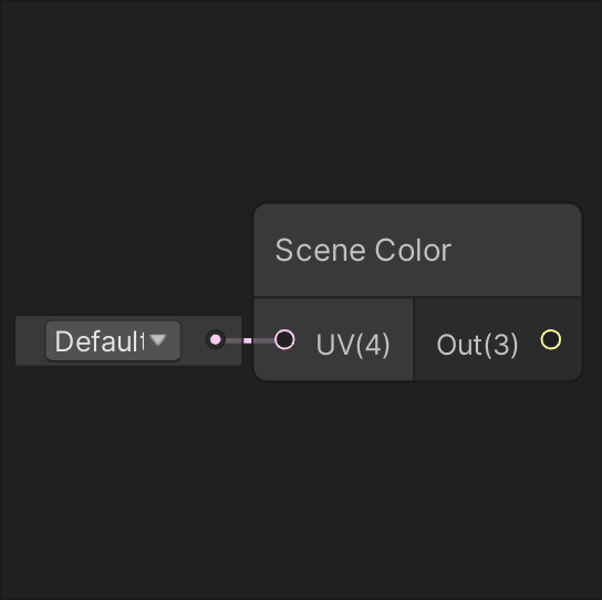 A Scene Color node with: An input labeled Default, an output labeled Out(4).